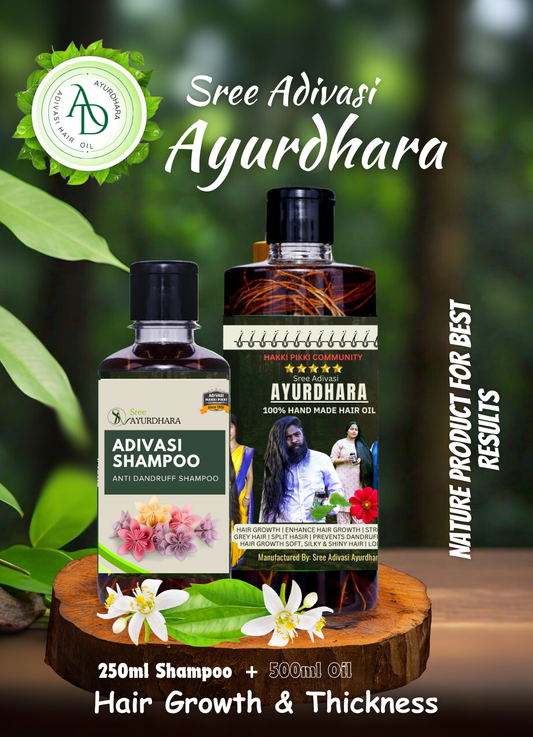 500ml Oil & 250ml Shampoo  Sree Adivasi Ayurdhara hair oil